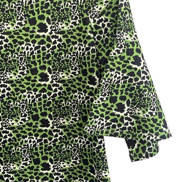 Tyler Boe Mindy Dress Sz M Mock Neck Jacquard Animal Print Flutter Sleeve Green - Picture 5 of 10